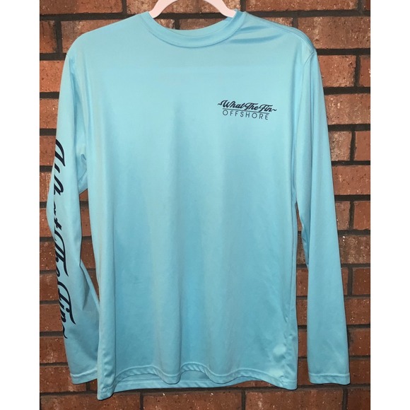 What The Fin Other - What The Fin Offshore Mens Light Blue Performance Fishing Shirt Long Sleeve M